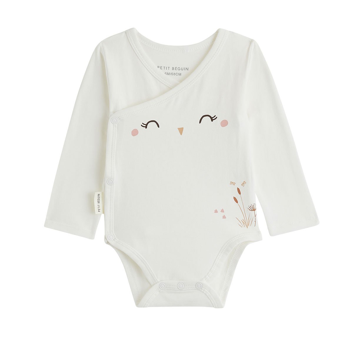 Lot de 3 bodies bébé manches longues ouverture croisée Margot ecru, PETIT BEGUIN