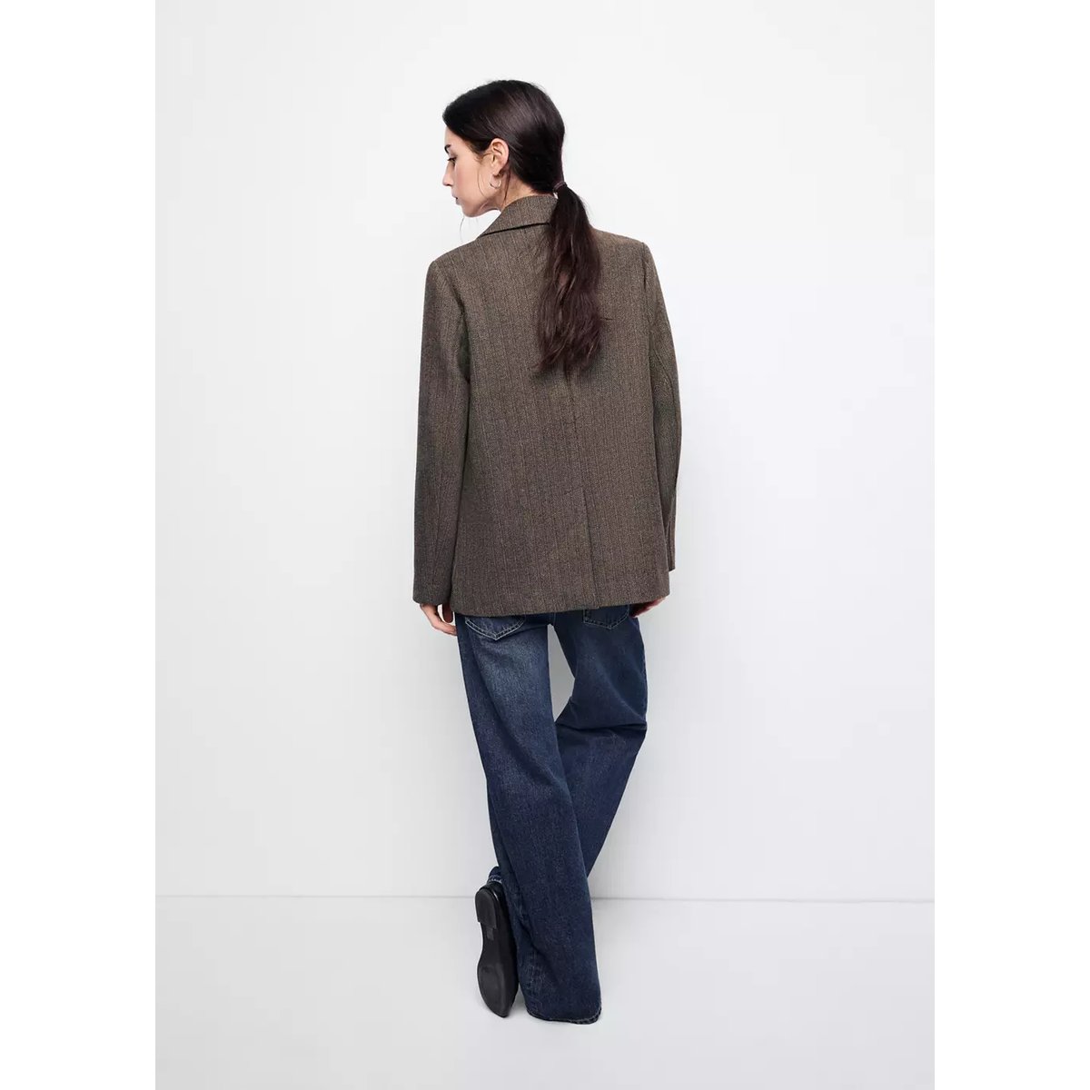 Blazer à chevron laine mélangée sable, MANGO TEEN