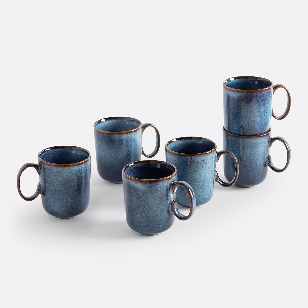Lot de 6 mugs en grès, Onda bleu, LA REDOUTE INTERIEURS