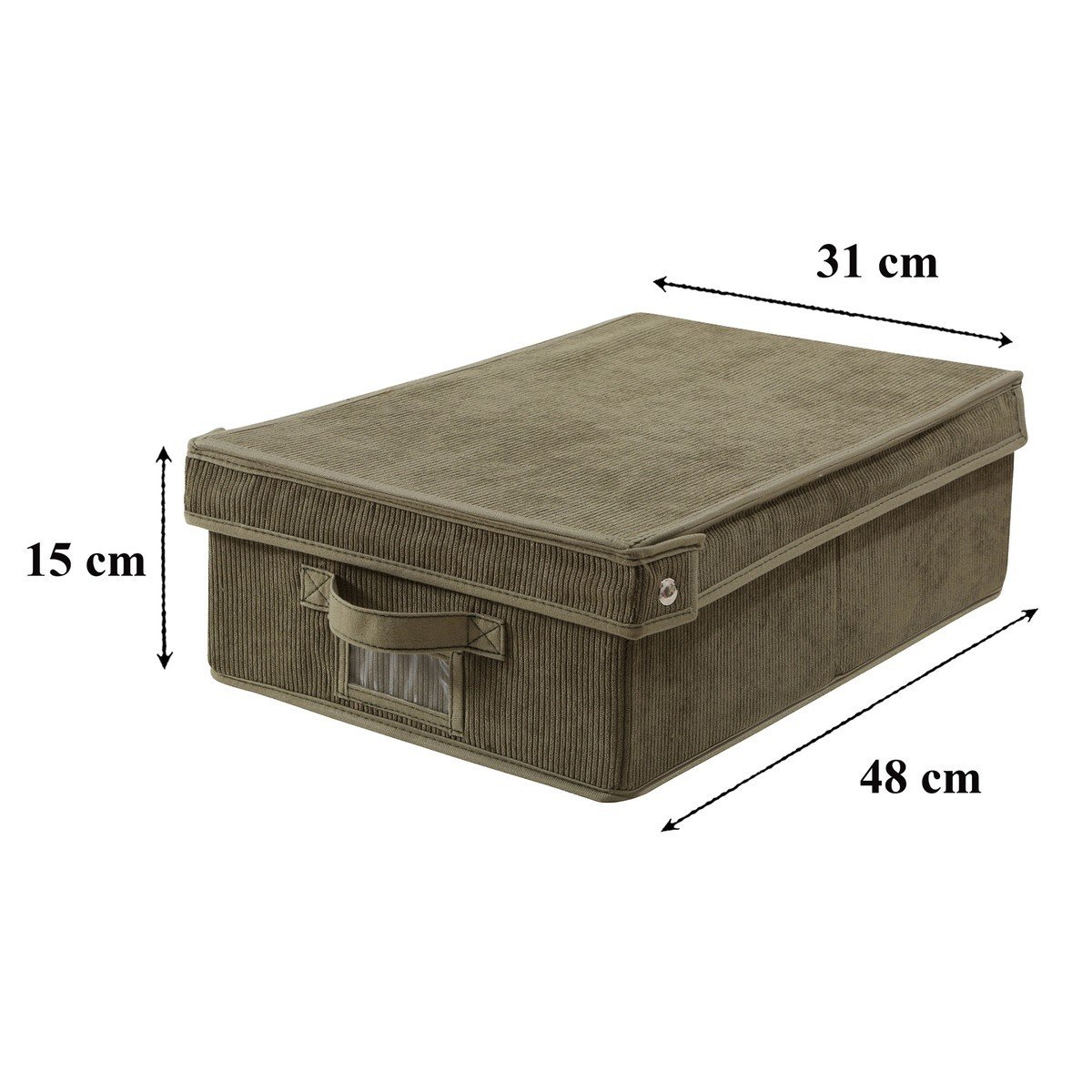 Boîte rangement avec couvercle en velours côtelé Kaki - L31,5 cm vert kaki, CALICOSY