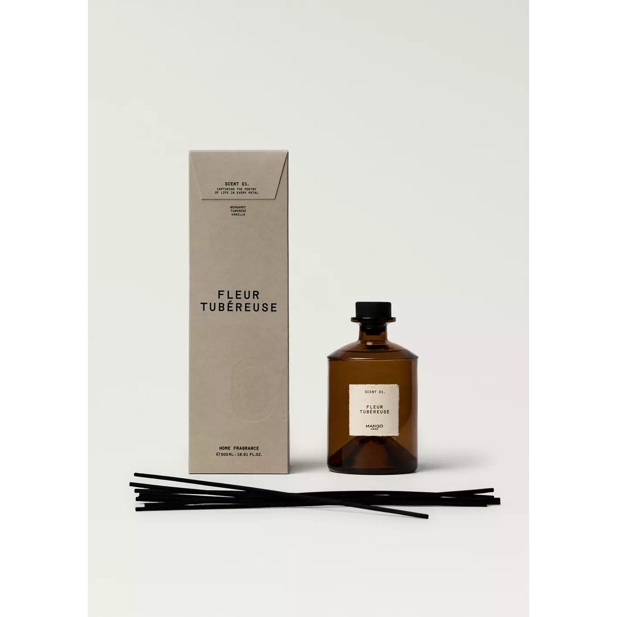 Diffuseur de parfum mikado FLEUR TUBÉROSE 500 ml marron, MANGO HOME