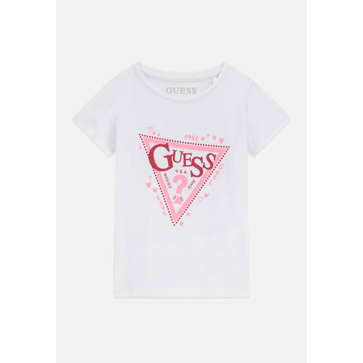 T-Shirt Avec Logo Triangle blanc, GUESS KIDS