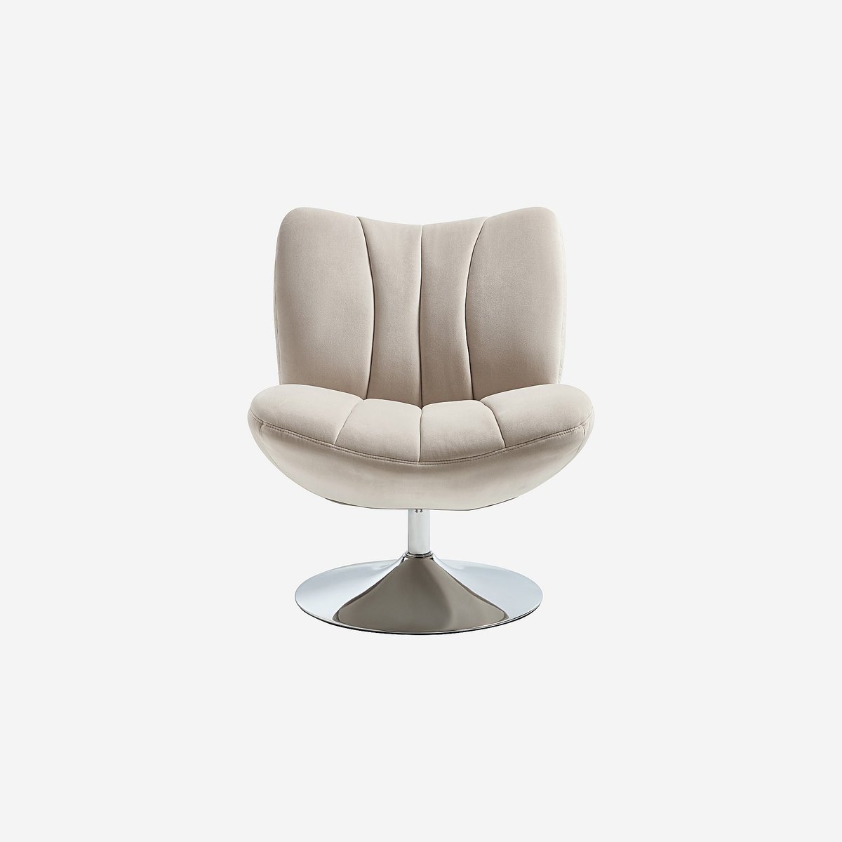 Fauteuil pivotant matelassé en tissu et métal chromé ANDREW crème, HABITAT