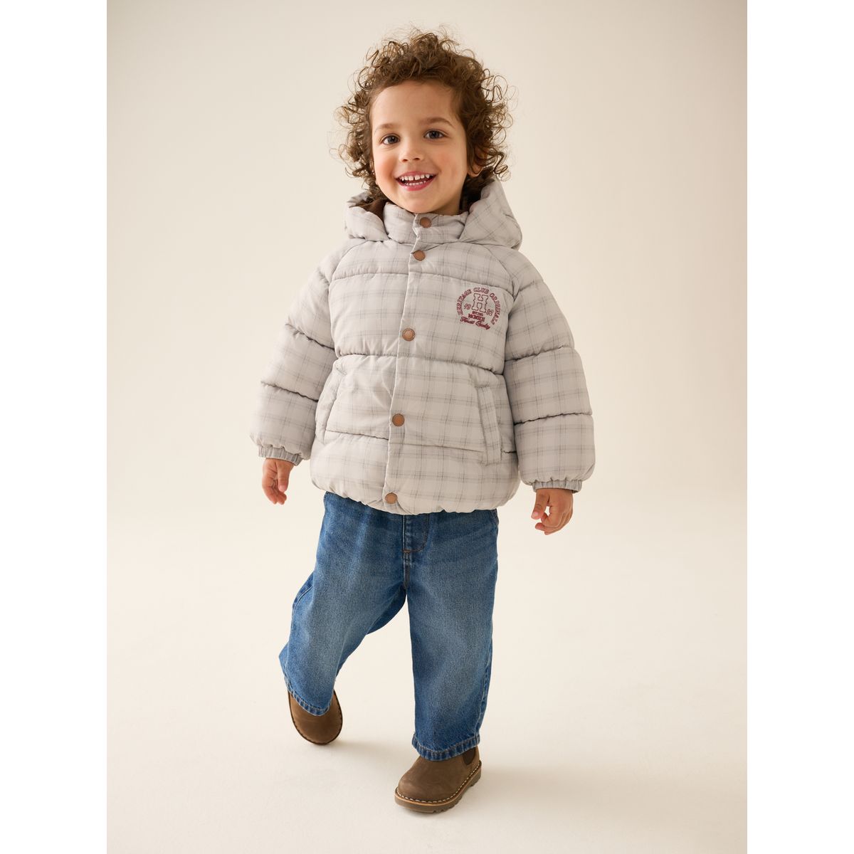 Manteau matelassé carreaux neutres, NEXT