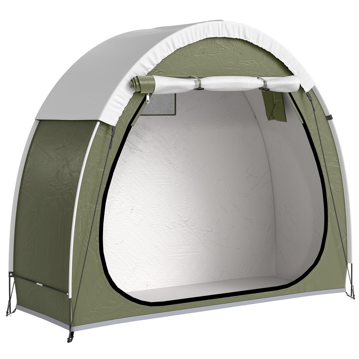 Tente de rangement pour vélos Fibre de verre vert armée, gris clair, OUTSUNNY