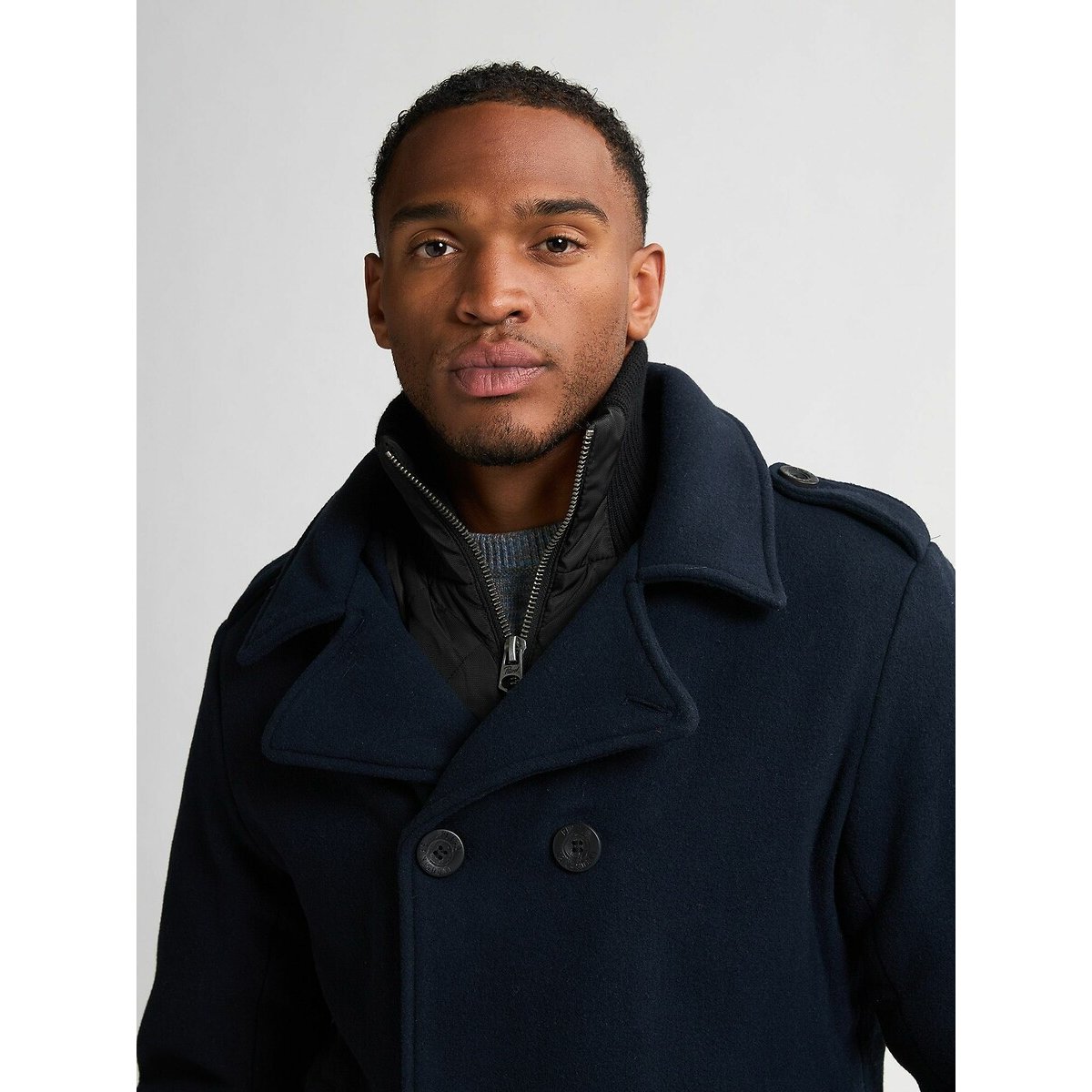 Pea coat with trim navy blue, PETROL INDUSTRIES