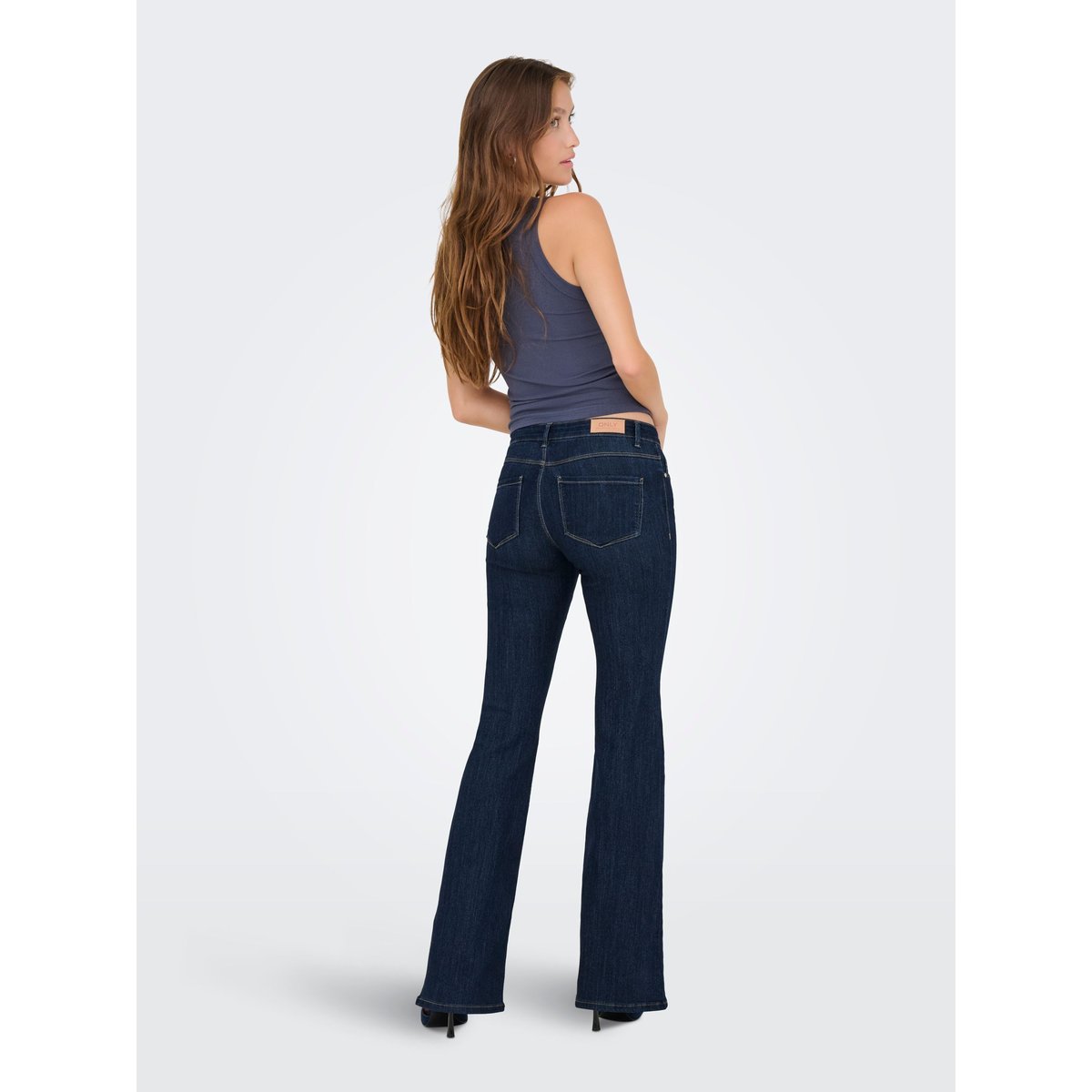 Jean Flared dark blue denim, ONLY