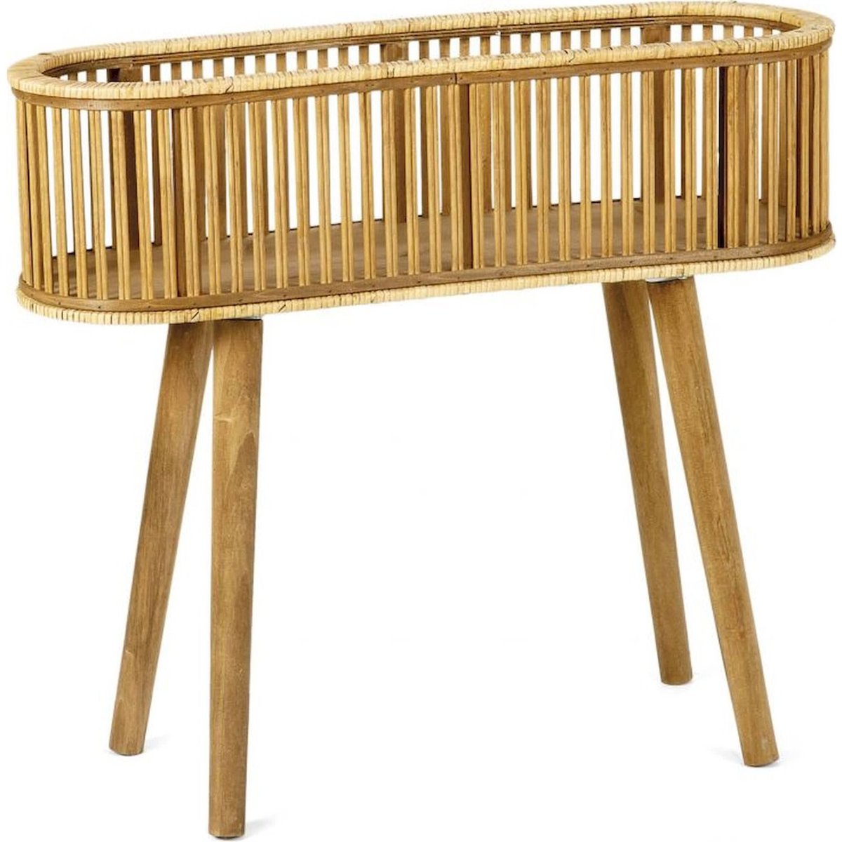 Cache-pot sur pied en bambou et rotin bambou naturel et rotin clair, RECOLLECTION