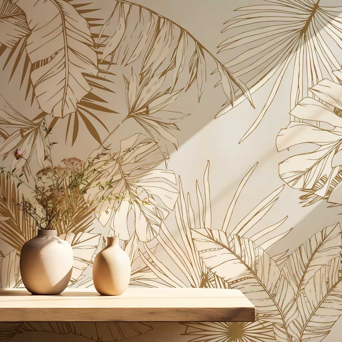 Papier peint coco beige intissé, HEXOA