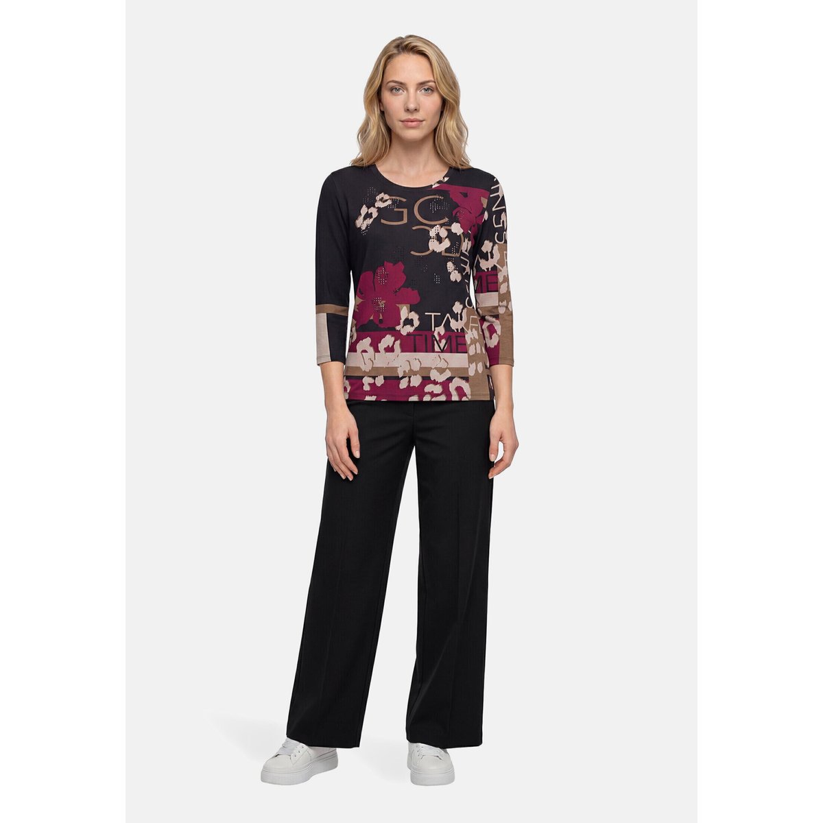 T-shirt basique à encolure ronde black/dark red, BETTY BARCLAY