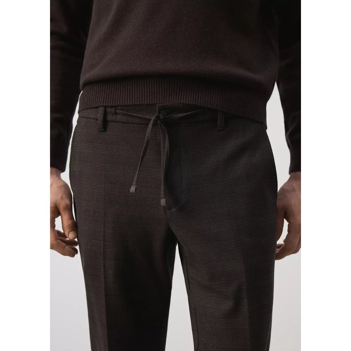 Pantalon slim-fit carreaux chocolat, MANGO MAN