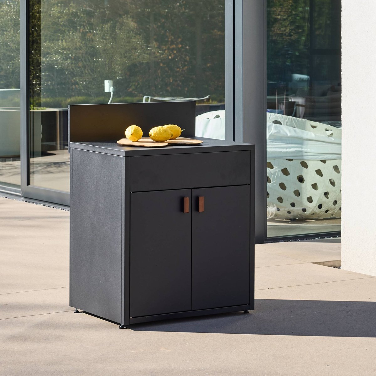 Module de cuisine extérieure acier 2 portes L80cm THIRA noir, SWEEEK