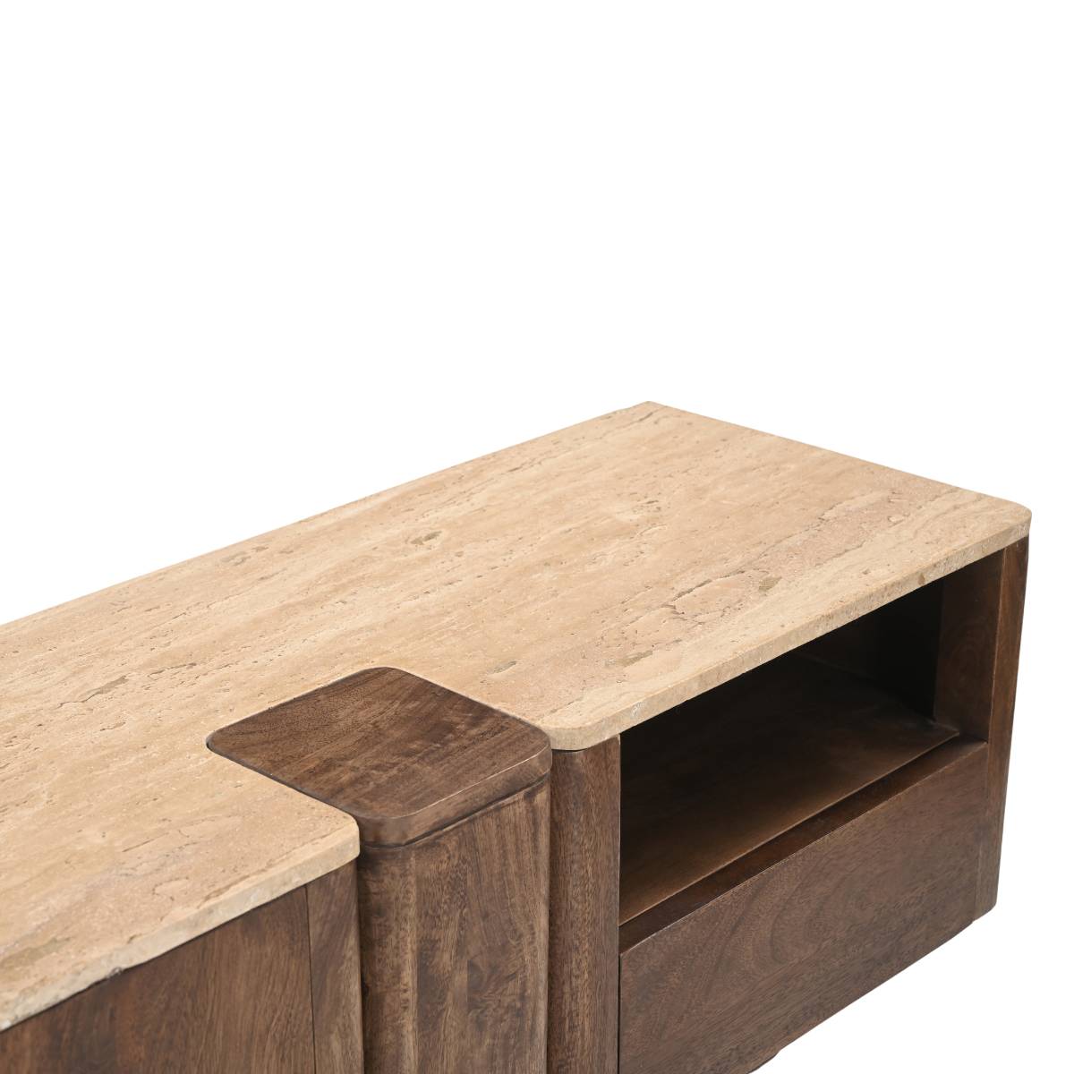 Meuble TV en bois de manguier CAROLA bois foncé, MADE IN MEUBLES