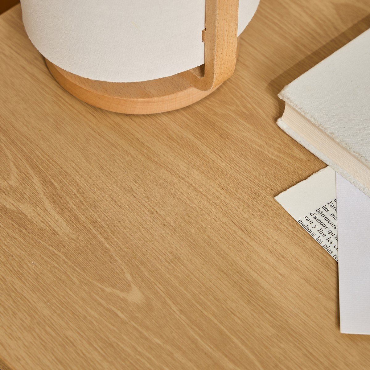 Table de chevet avec 2 tiroirs aux façades effet vague H52 cm - BOLOGNE bois clair, CALICOSY