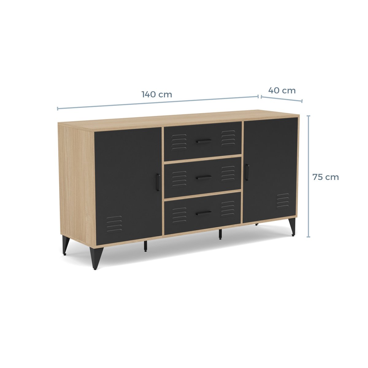 Buffet - TRIBECA bois / noir, BEST MOBILIER