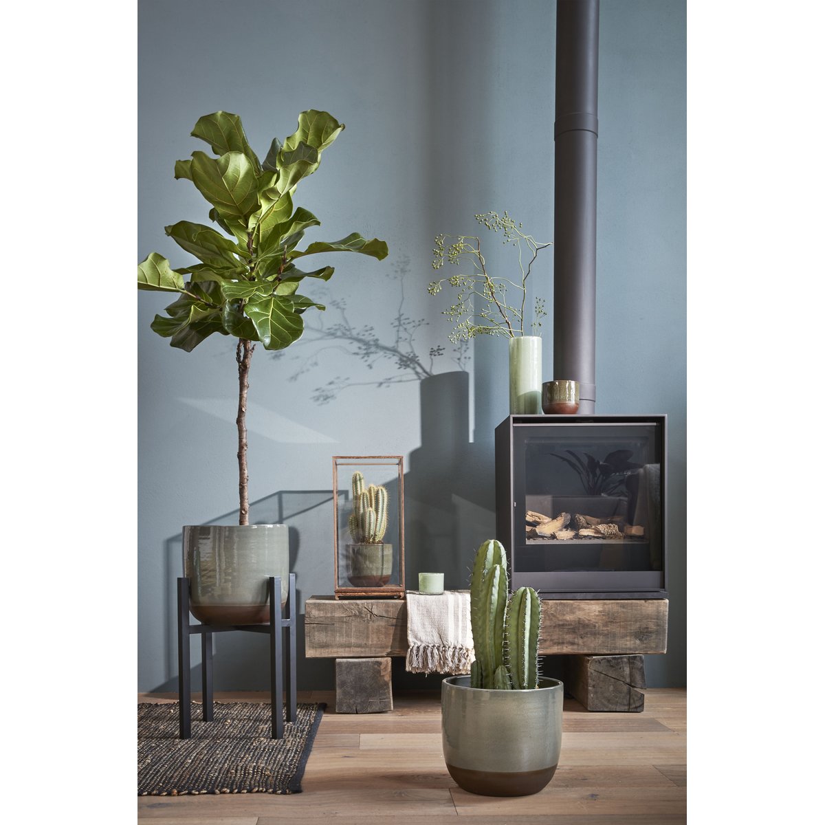Support pour plantes H50 cm ASCOT XL noir, MICA DECORATIONS