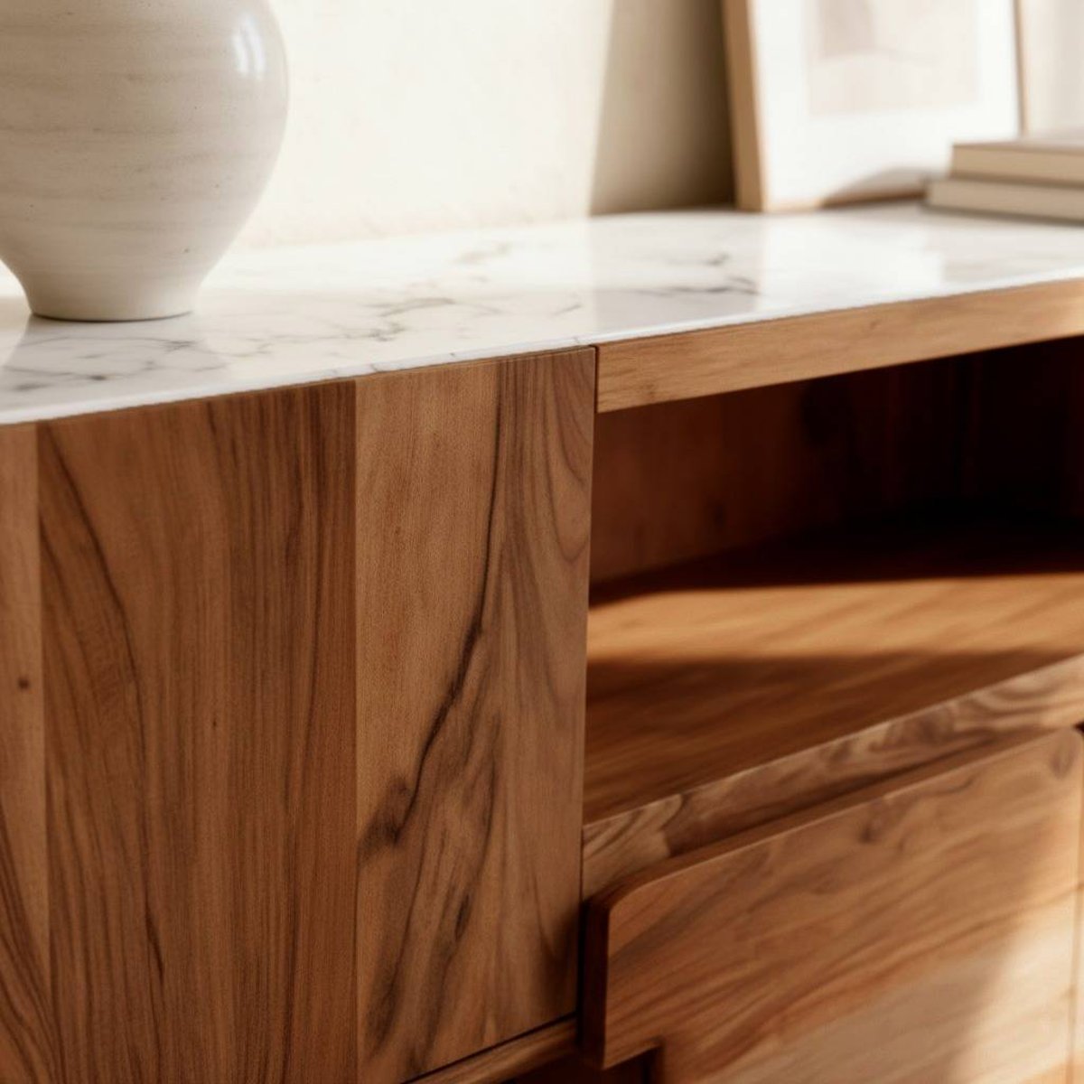 Meuble TV en bois d'acacia TARA bois clair, MADE IN MEUBLES