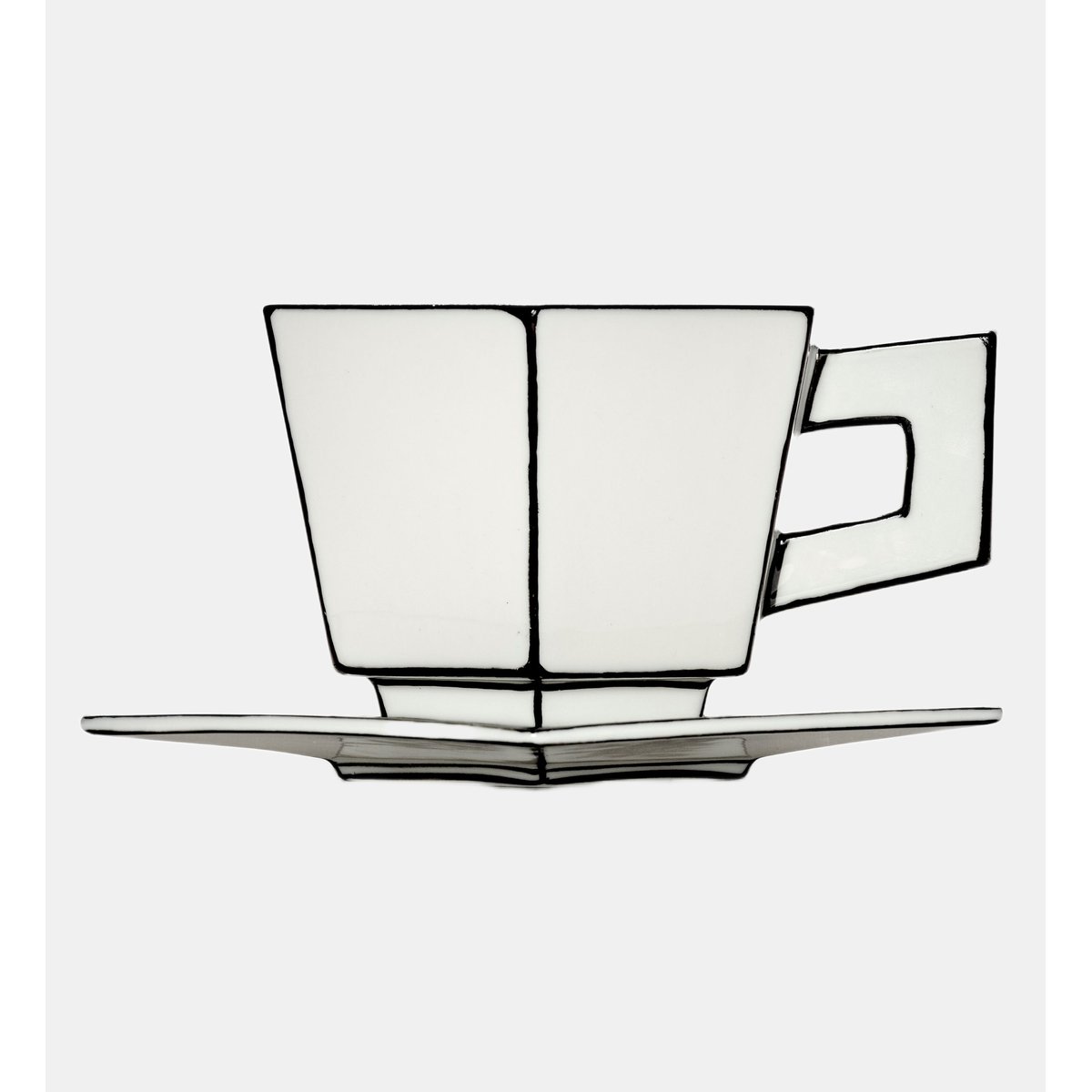 Tasse à cappuccino - 22 cl + sous-tasse blanc et noir, SERAX