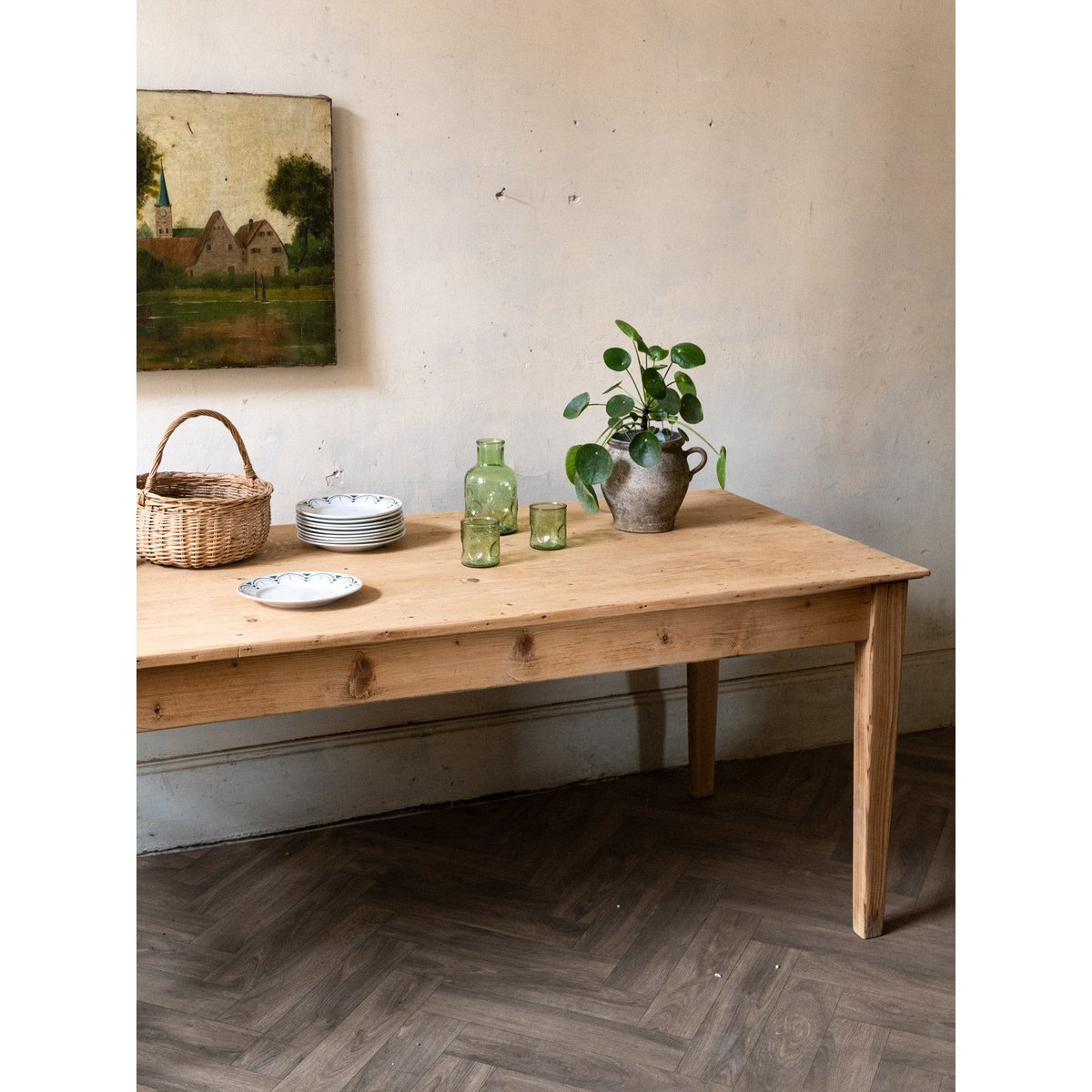 Table à manger de ferme en bois Romy N°1464 - Bon état bois clair, DEBONGOUT
