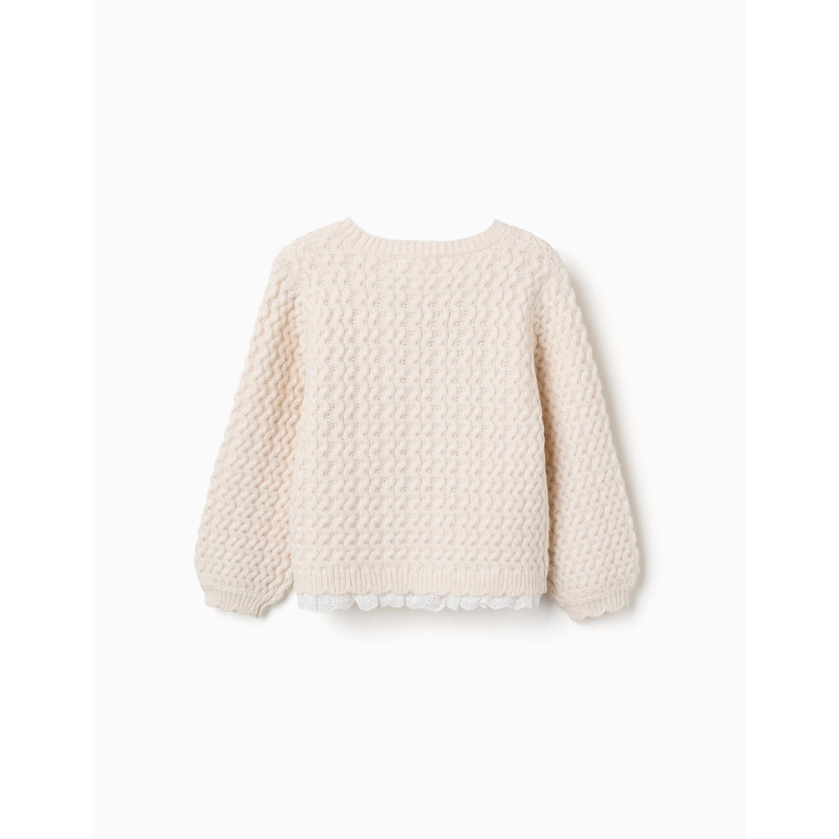 Pull en maille épaisse avec broderie anglaise beige clair, ZIPPY