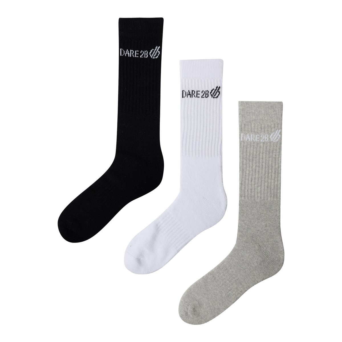 Lot de 3 paires de chaussettes avec logo contrasté noir / blanc / gris chiné, DARE 2B