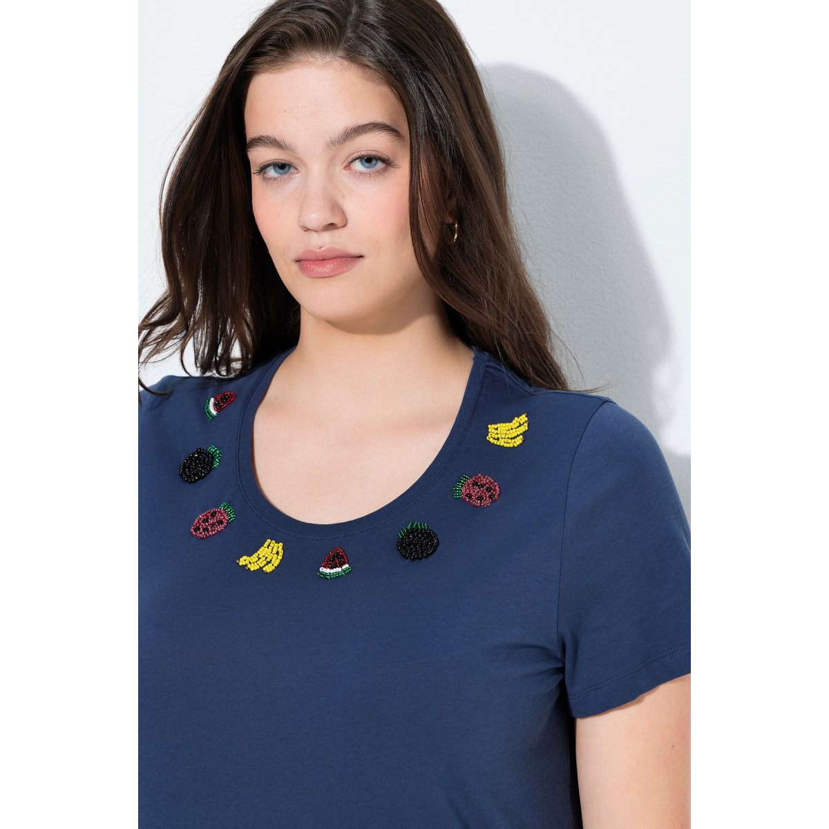 T-shirt en coton bio marine, ULLA POPKEN