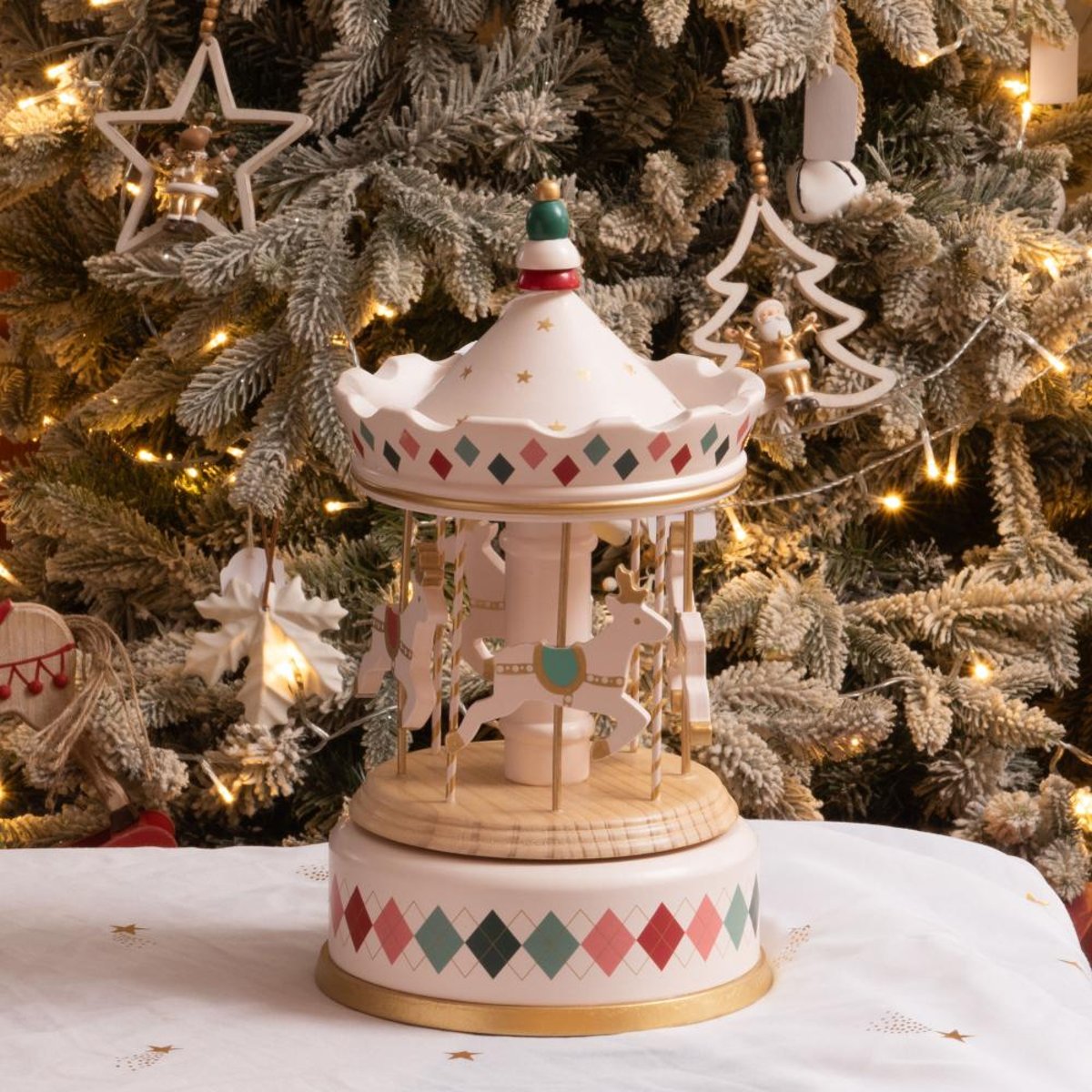 Grand carrousel de Noël Renne multicolore, AMADEUS