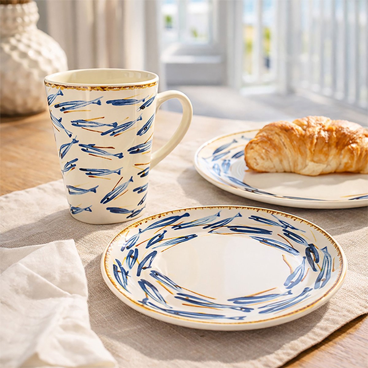 Lot de 6 mugs 36cl en grès, MARIUS multicolore, NOVASTYL