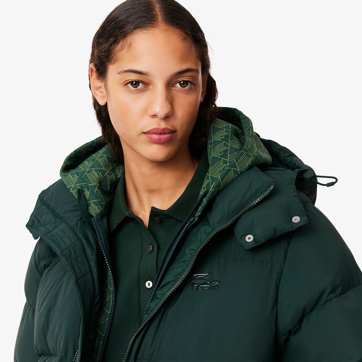 Doudoune à capuche relaxed fit duvet vert-yzp, LACOSTE