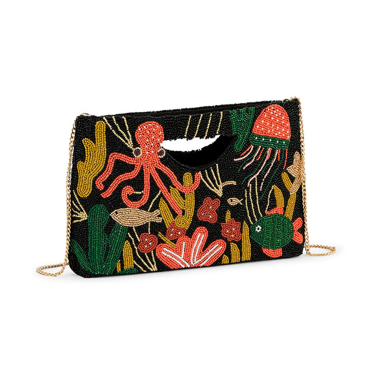 Pochette brodée de perles RAMOS noir, WILD