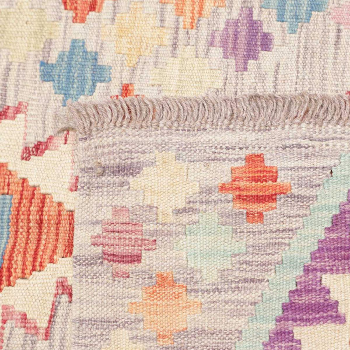 Tapis kilim au motif ethnique, tissé plat en laine, KILIM 42 multicolore, rouge, violet, UN AMOUR DE TAPIS