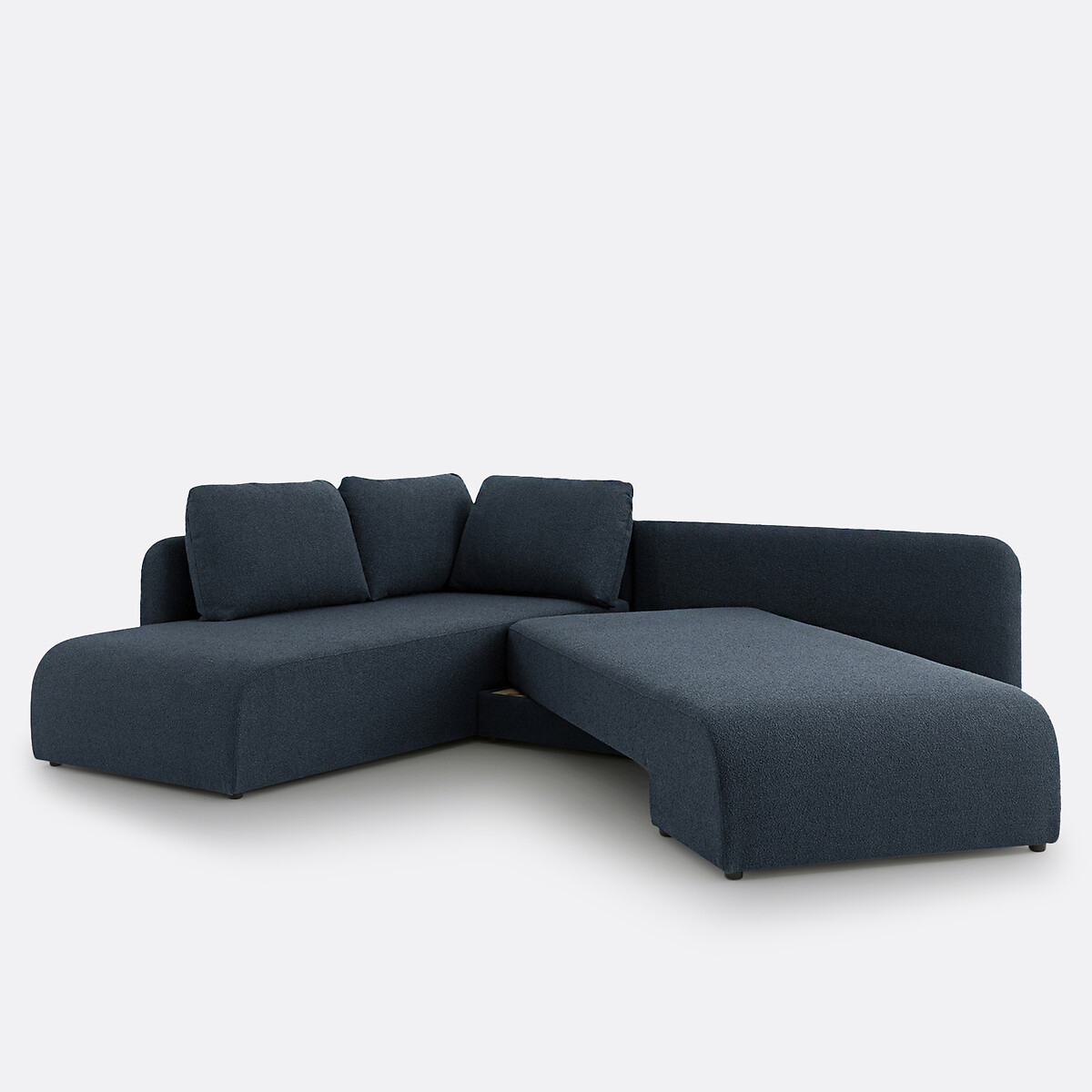 Canapé angle convertible, en bouclette fine, GINA bleu, LA REDOUTE INTERIEURS