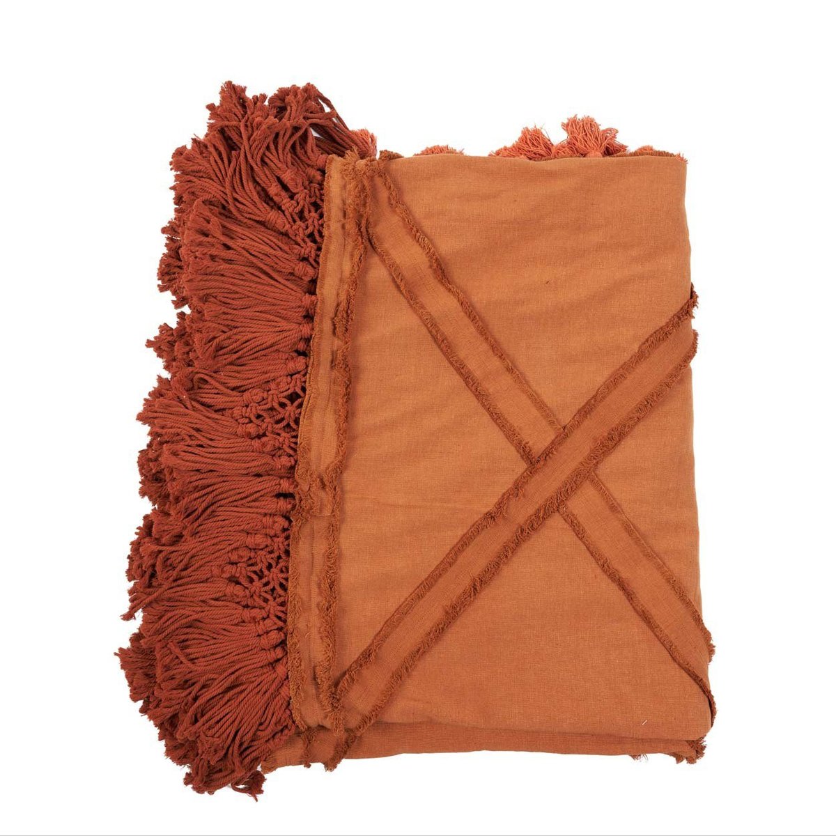 Plaid en coton BERBER rouille, BAZAR BIZAR