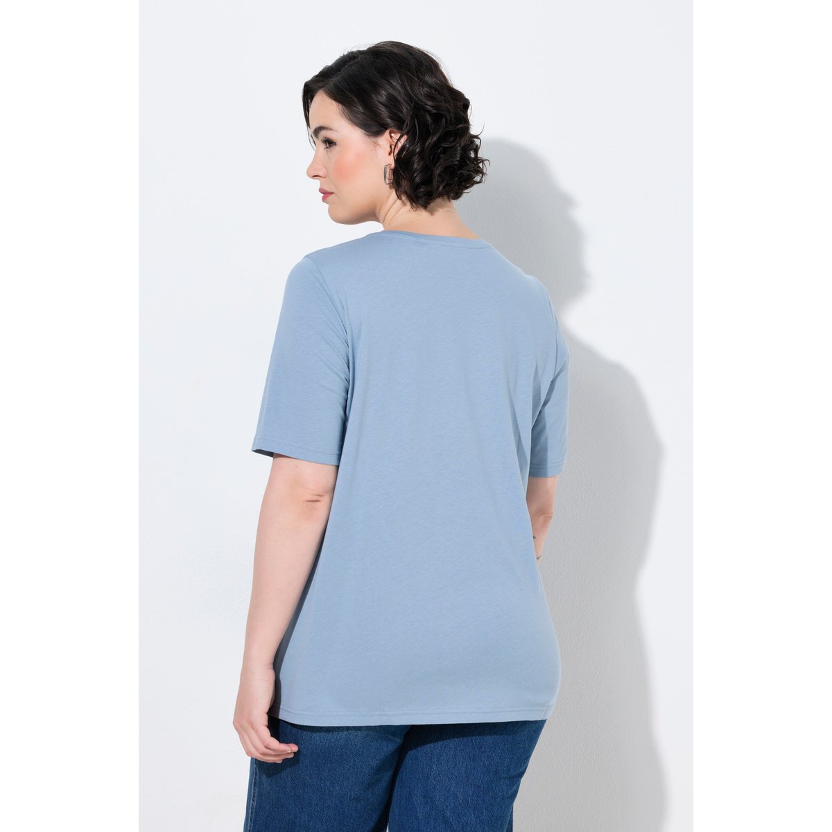 T-shirt applications grandes fleurs bleu, ULLA POPKEN