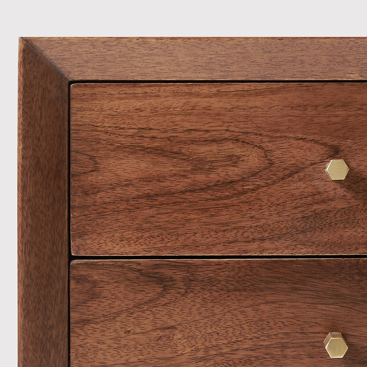 Valente Mango Wood 2 Drawer Bedside Table dark brown, SWOON
