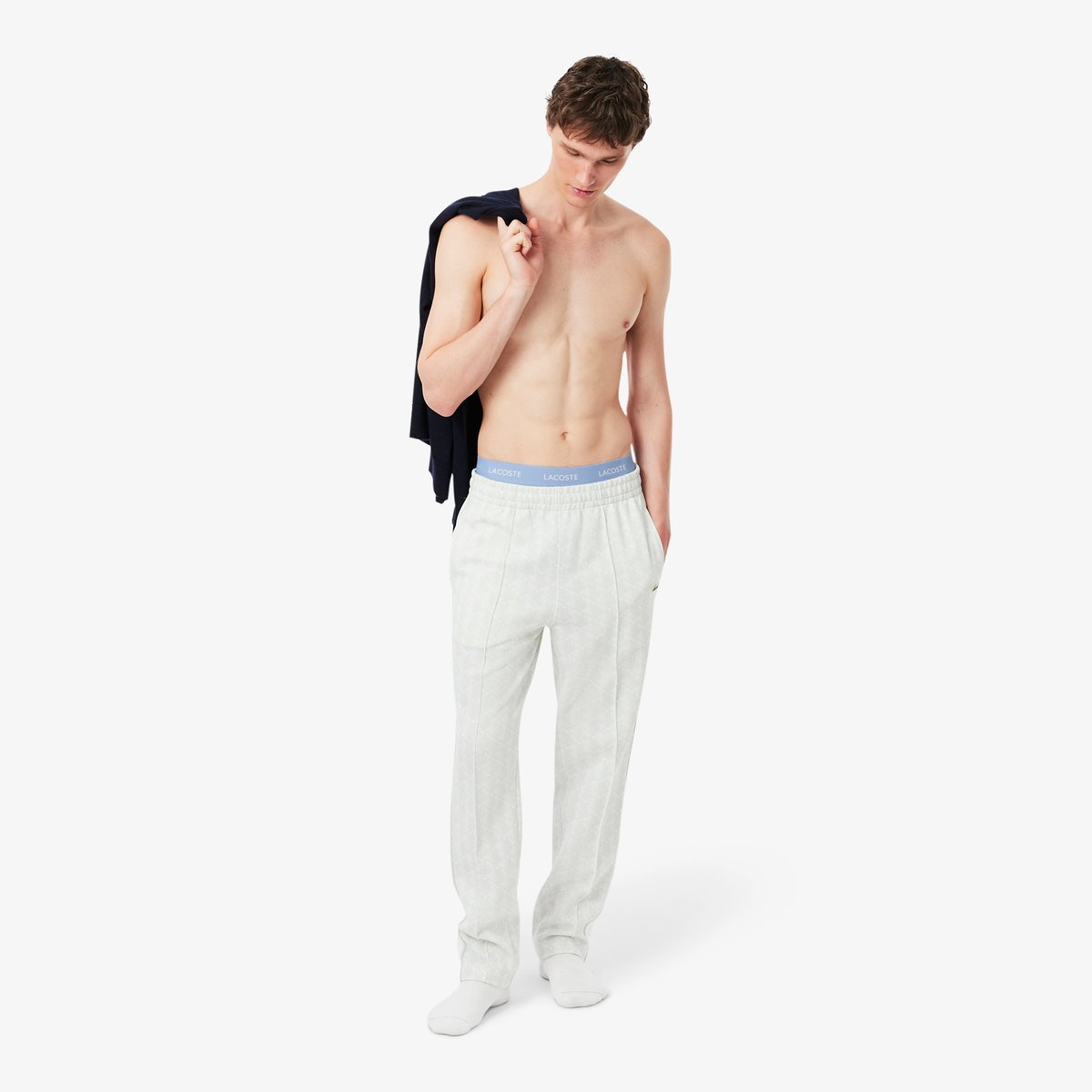 Lot de 3 boxers courts jersey stretch marquage bleu-w9y, LACOSTE