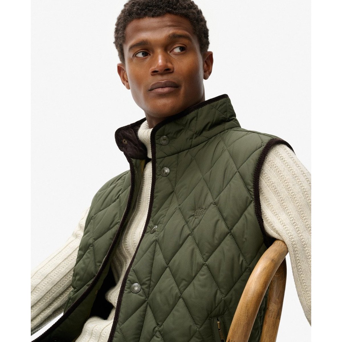 Gilet Matelassé Estate vert olive surplus goods, SUPERDRY