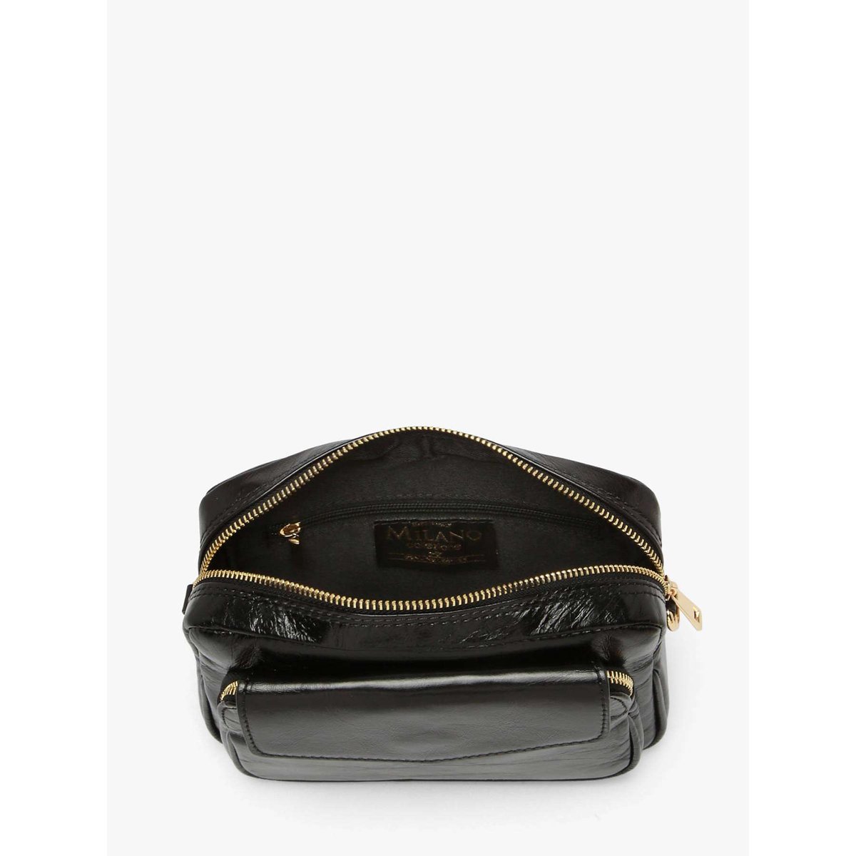 Sac bandoulière Shiny sauvage cuir nero, MILANO