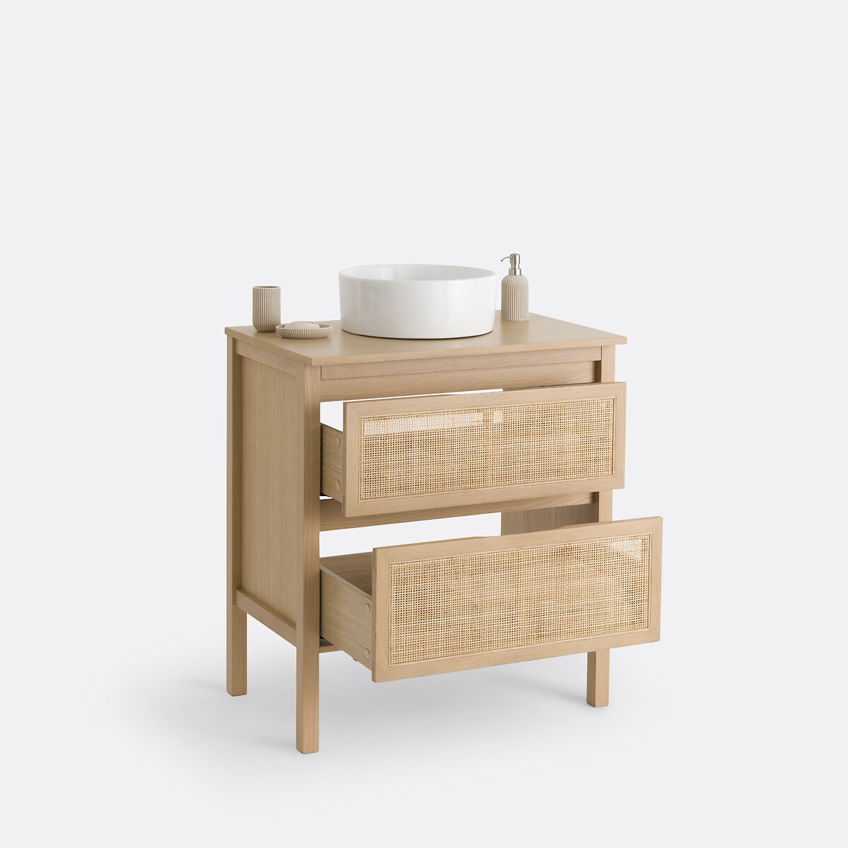 Lumpa L80cm Oak & Cane 2-Drawer Vanity Unit natural, LA REDOUTE INTERIEURS