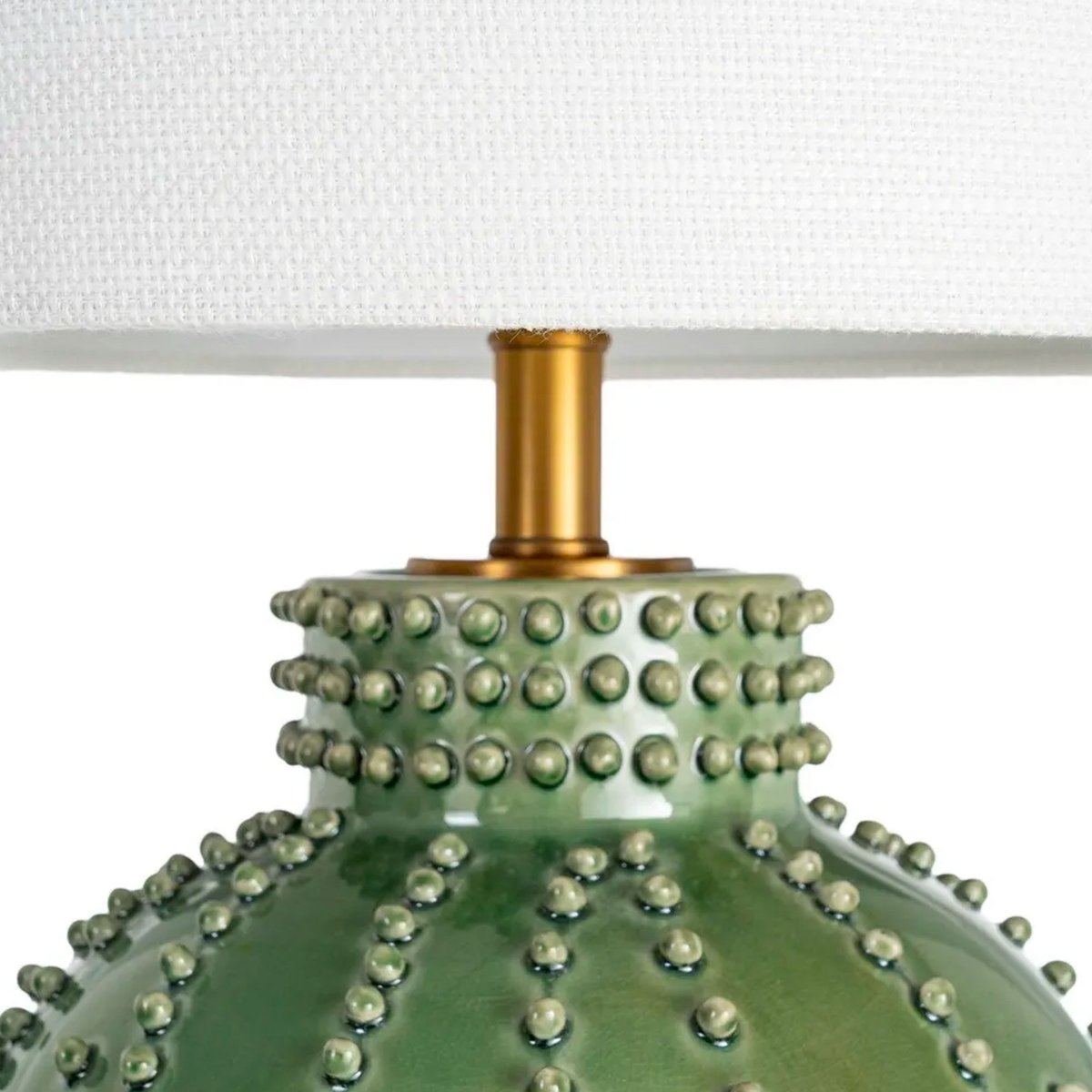 Lampe à poser en céramique verte et abat-jour lin blanc 35x35x69cm vert, WADIGA