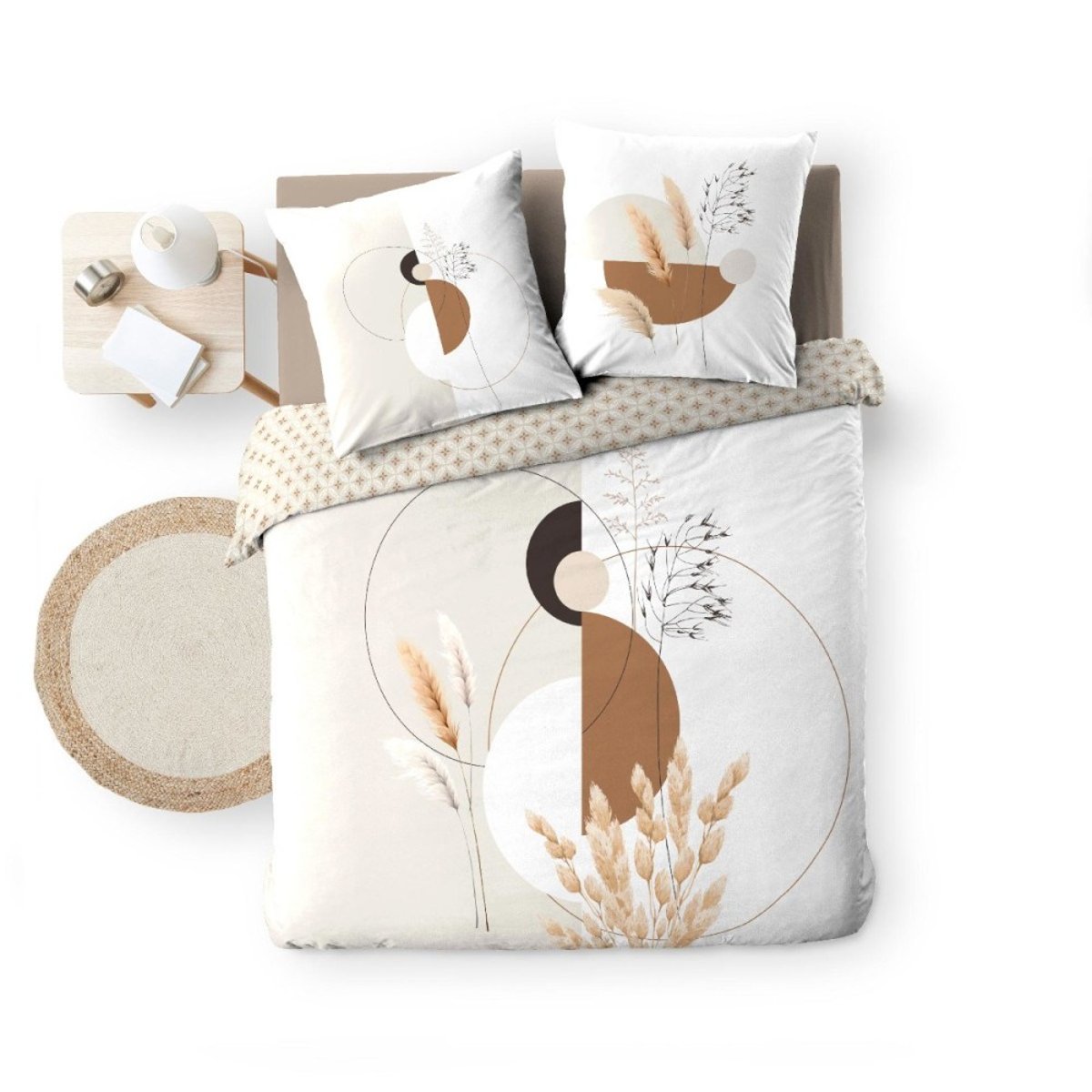 Housse de couette 240x220 + 2 taies PAMPA 100% coton blanc, DECORATIE