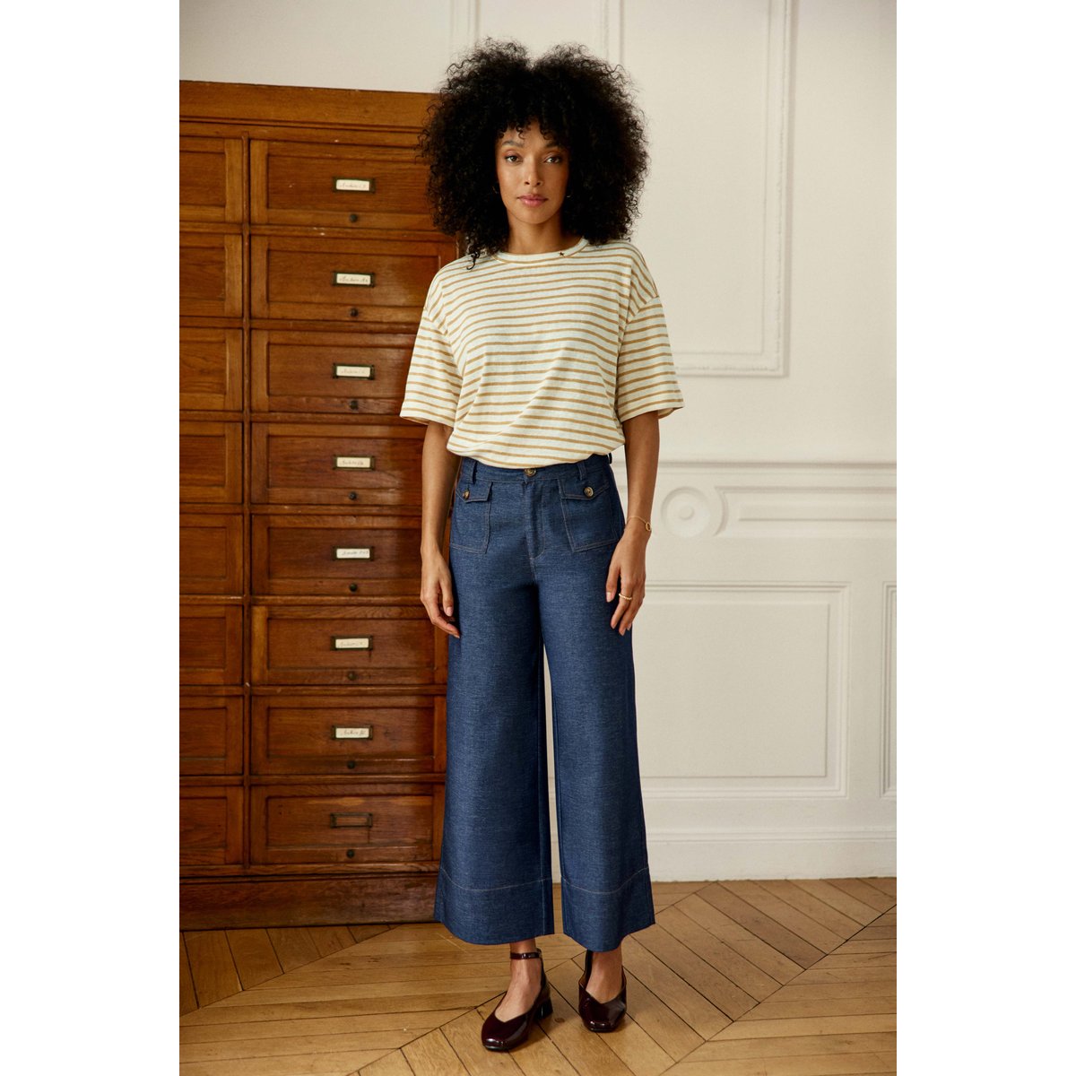 Pantalon large uni ATLANTO 25-marine, LA PETITE ETOILE