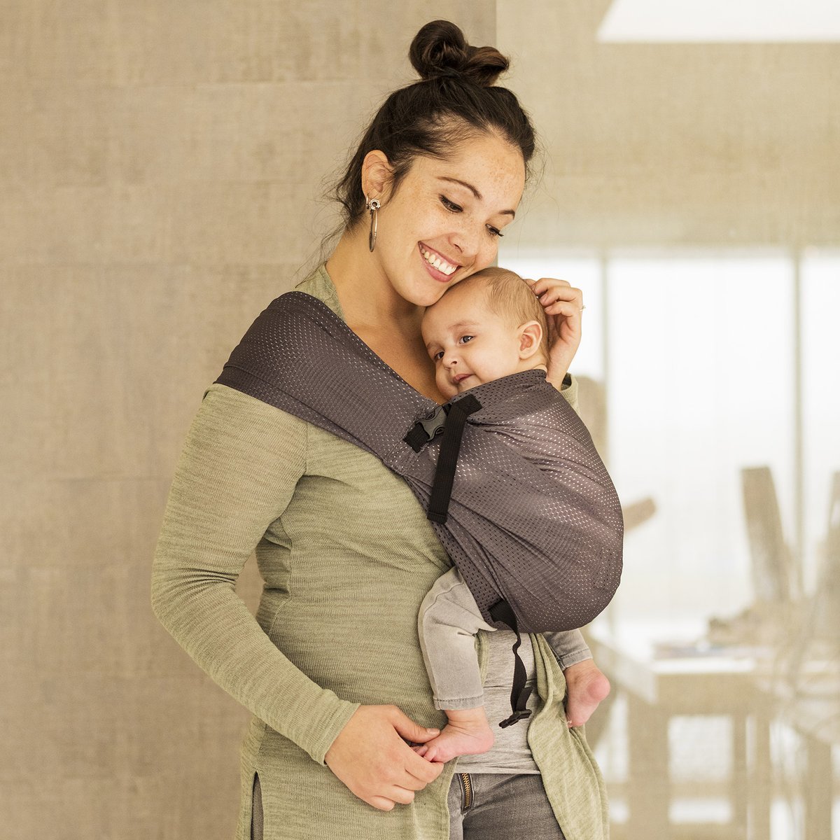 Porte bébé Mini Sling gris, MINIMONKEY