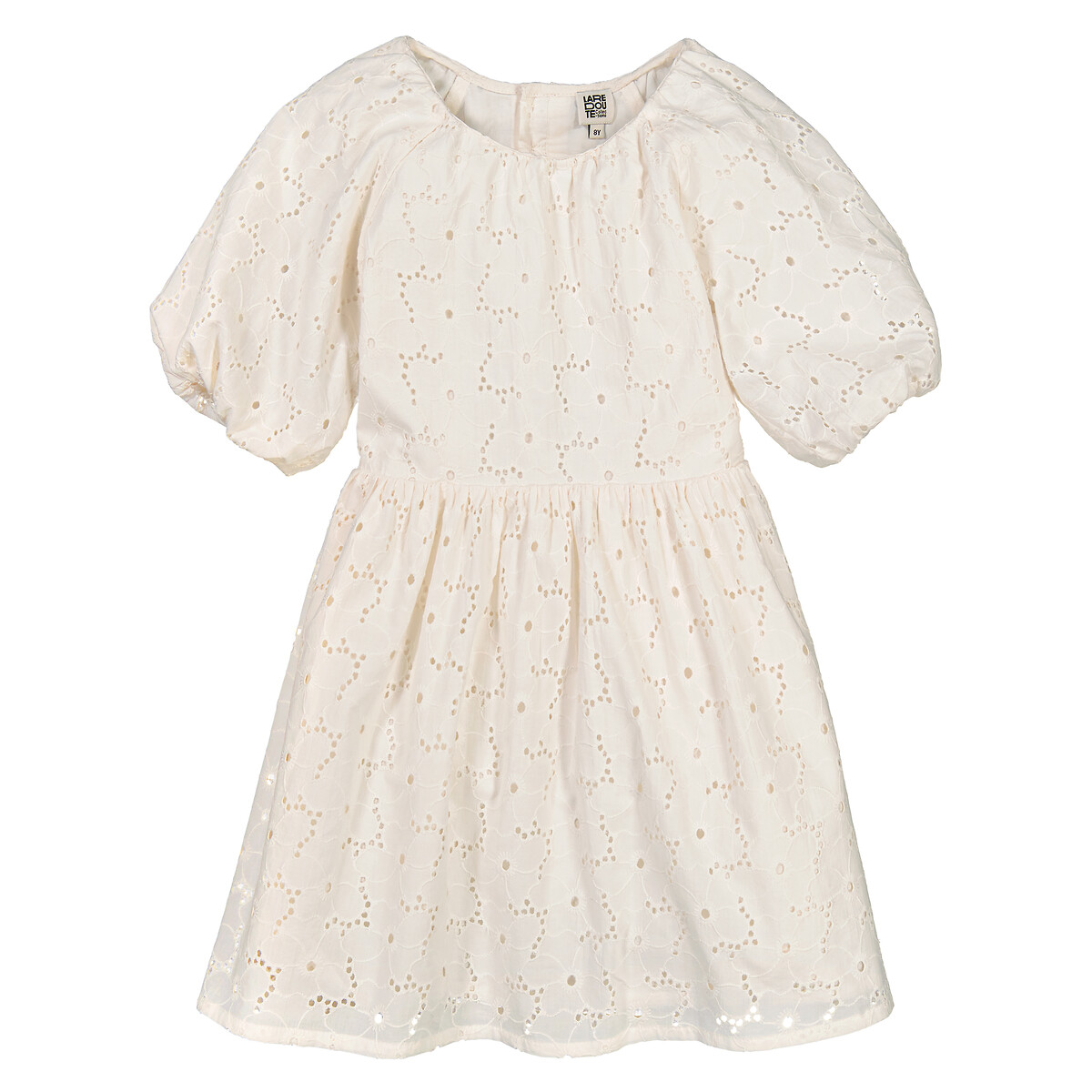 Embroidered Party Dress with Short Sleeves ecru , LA REDOUTE COLLECTIONS