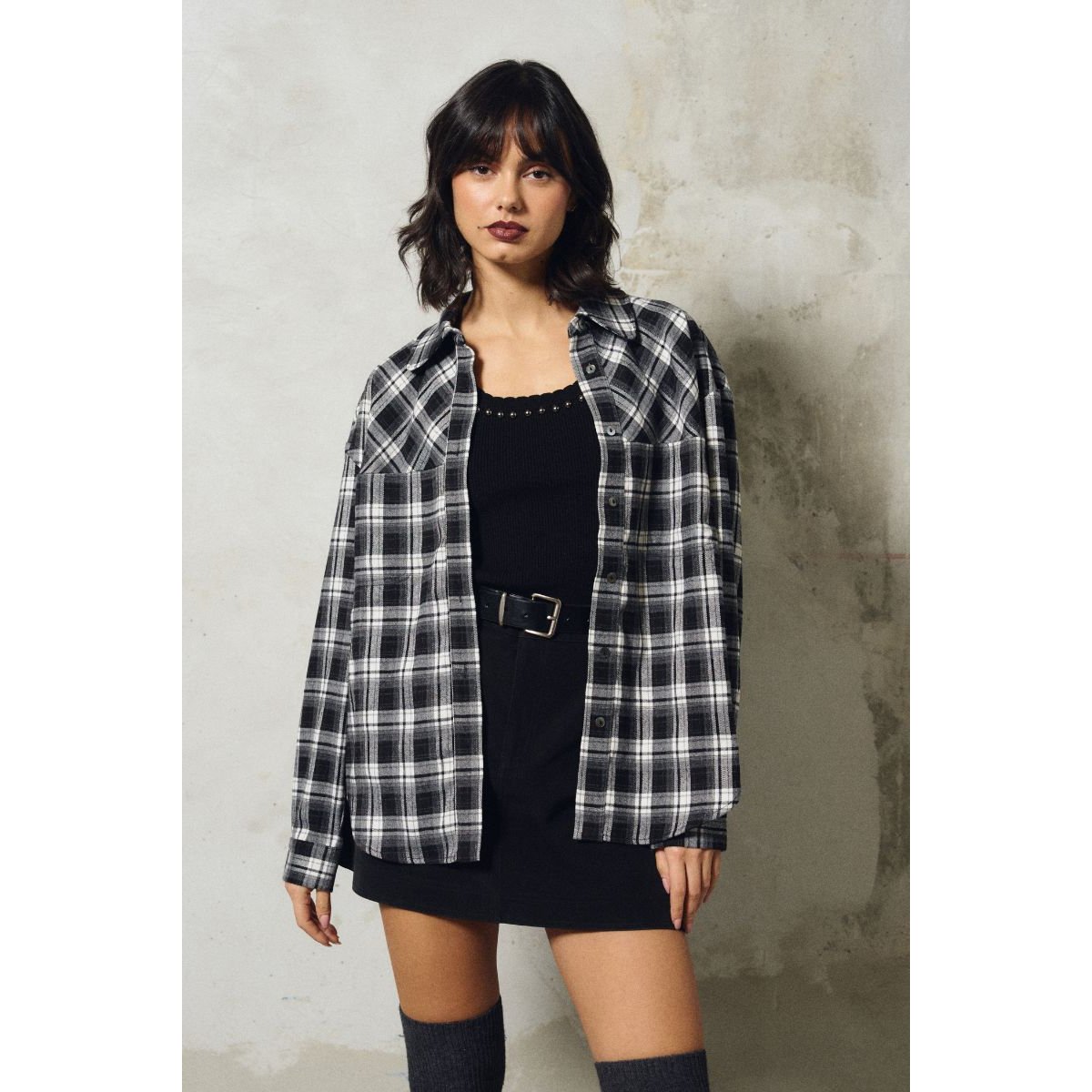 Chemise oversize à carreaux noir, LILI SIDONIO