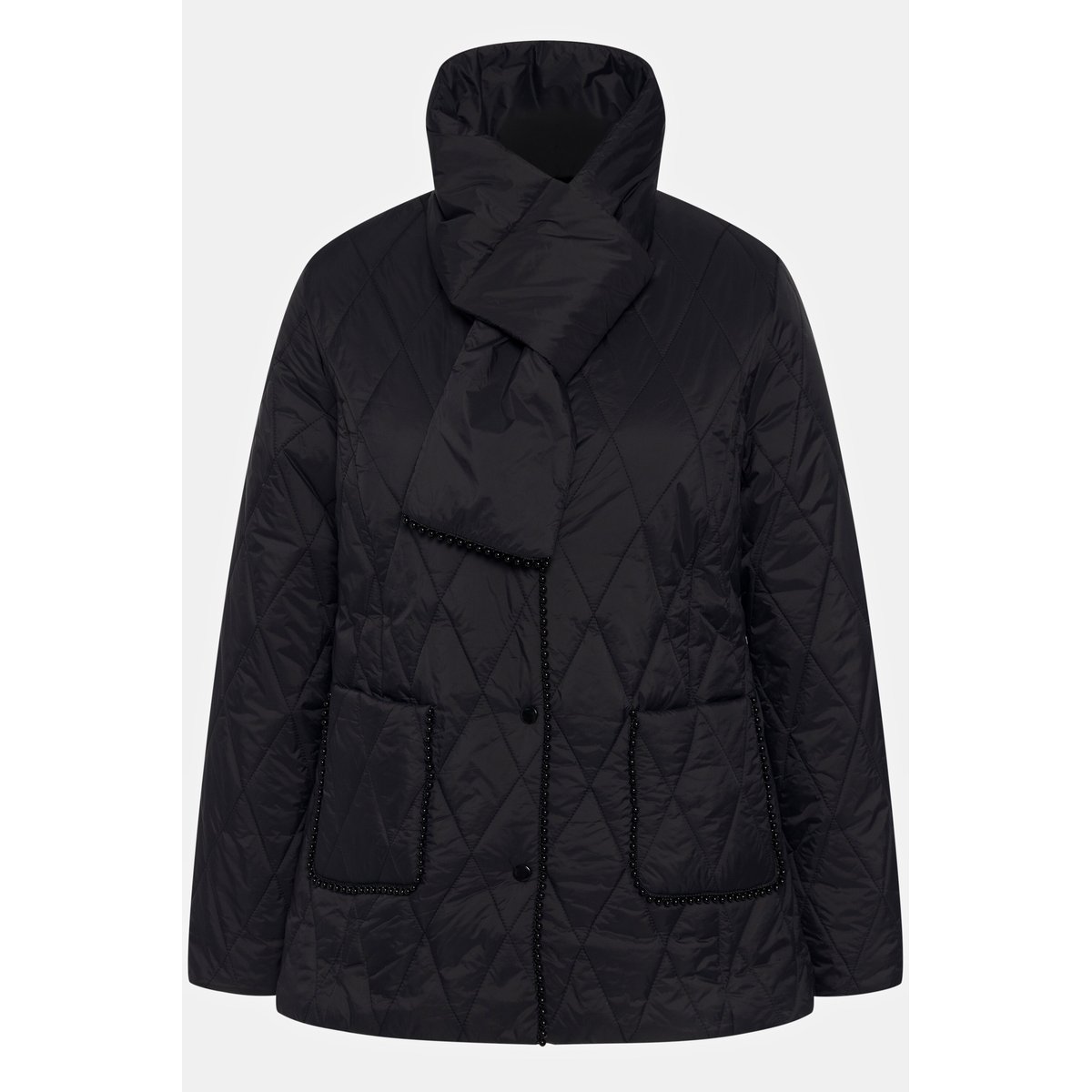 Veste matelassée, bordure en perles, col en V noir, ULLA POPKEN