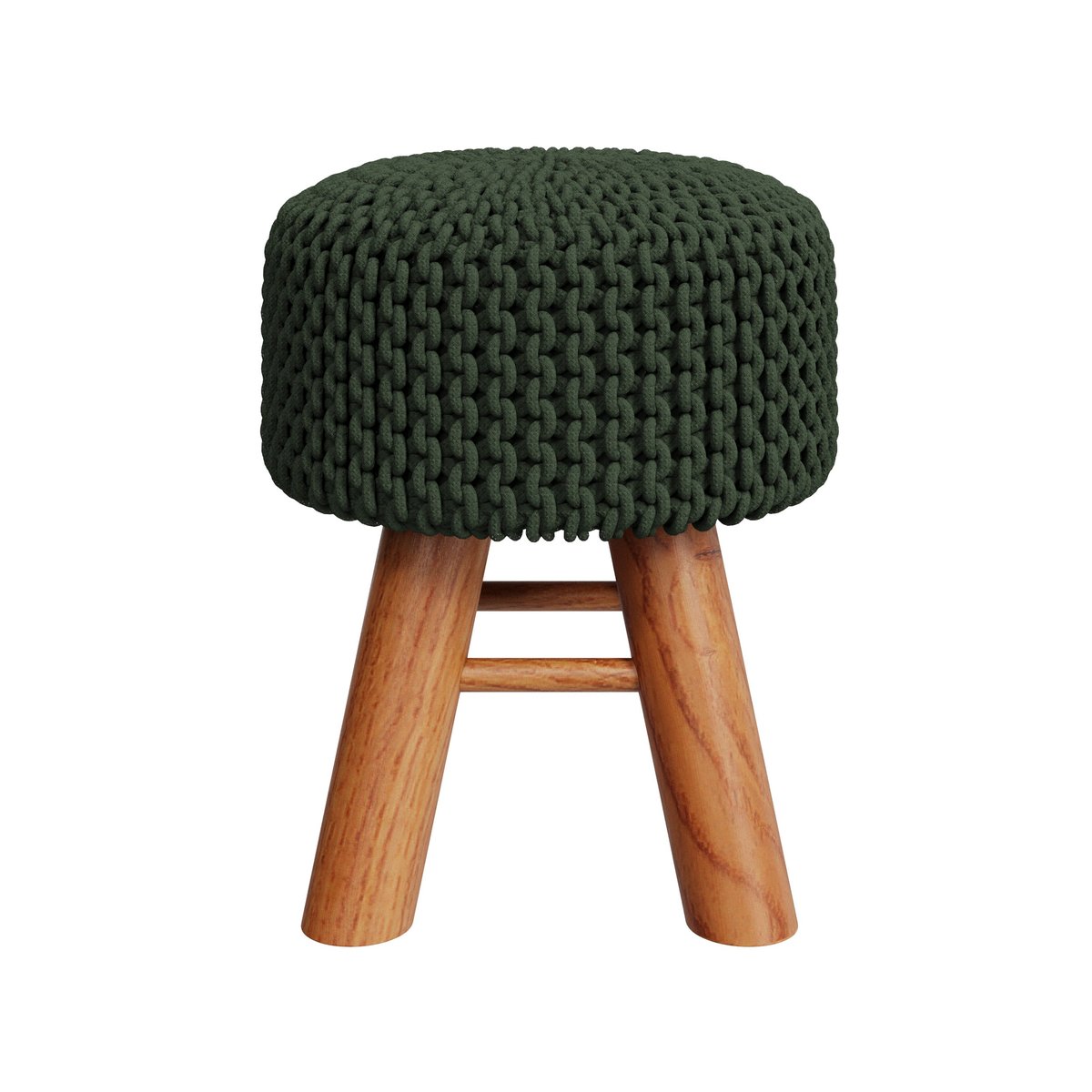 Petit tabouret tricot - LISA vert kaki, MAISON PAVANE