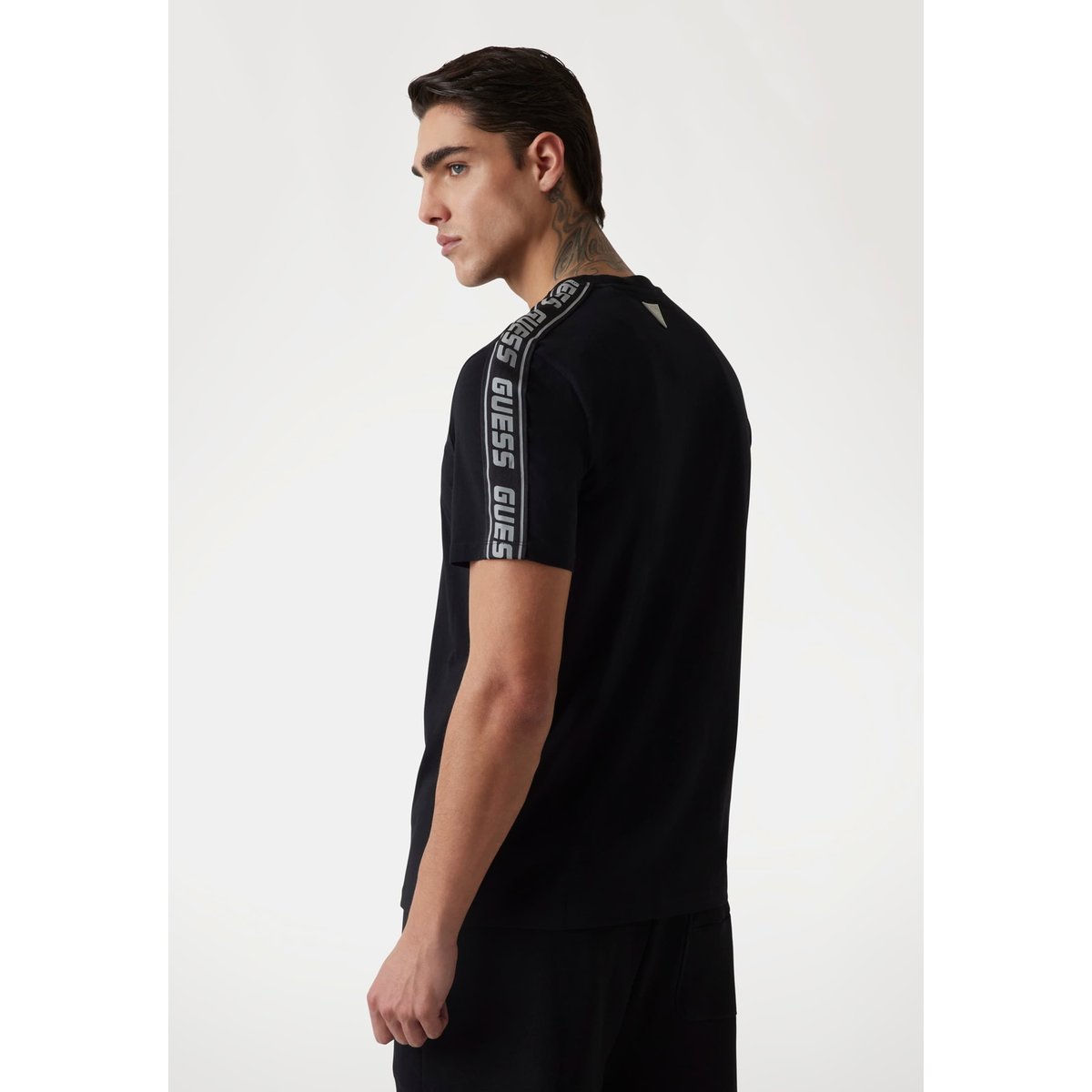 T-Shirt Stretch Logo Frontal noir, GUESS