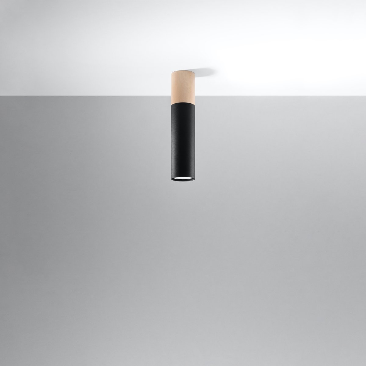 Plafonnier Acier Bois Naturel/Noir GU10 1 Pablo marron, EDEN