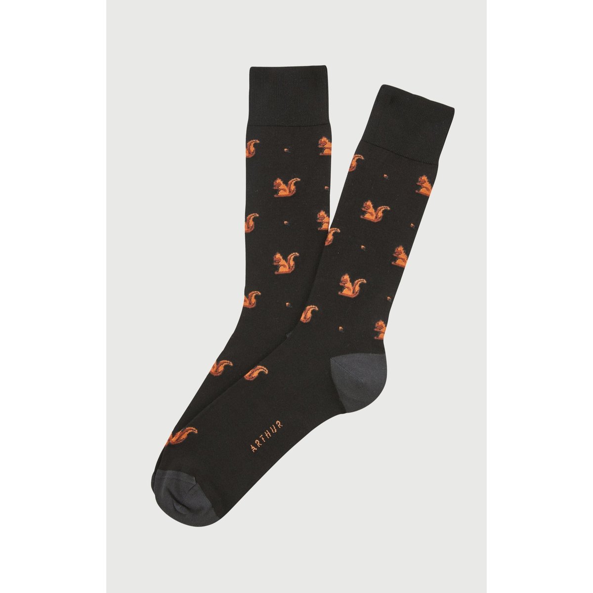 Chaussettes en coton imprimé Ecureuil noir, ARTHUR